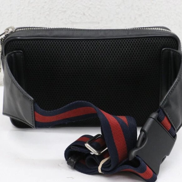 GUCCI Logo GG Pattern Tiger Bum Bag Supreme Leather - Black - Picture 7 of 15